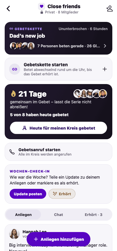 Ein privater Gebetskreis