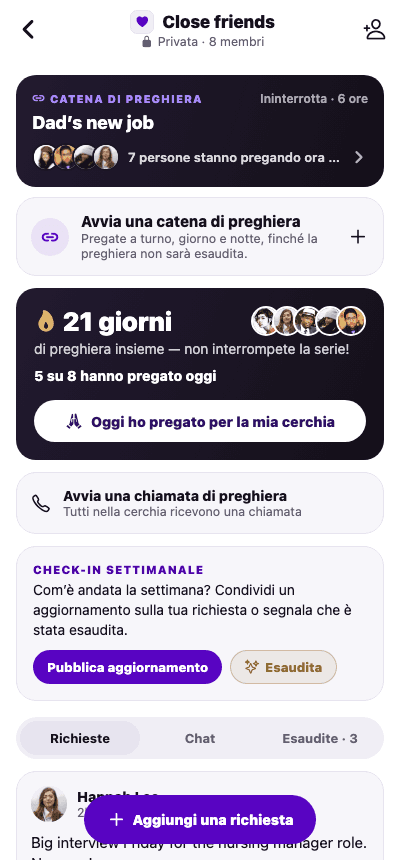Una cerchia di preghiera privata