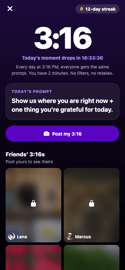 The daily 3:16 moment screen