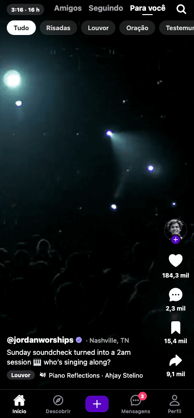 O feed de vídeos Para você