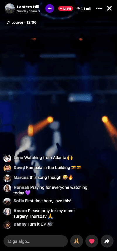 Uma celebração transmitida ao vivo com chat